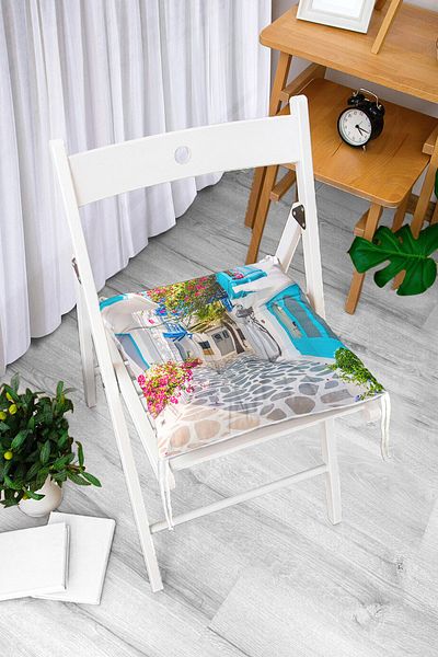 Realhomes Flower Themed Digital Printed Fluffy Square Chair Cushion