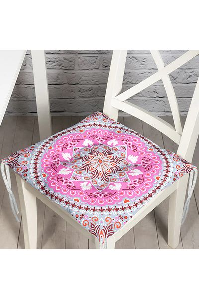 Realhomes Modern Digital Printed Fluffy Chair Cushion with Flower Ring Motif