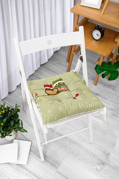 Realhomes Owl Patterned Digital Printed Fluffy Square Chair Cushion