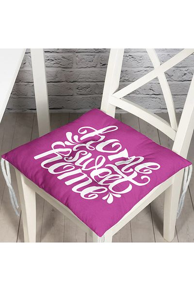 Realhomes Home Sweet Home Digital Printed Fluffy Square Chair Cushion