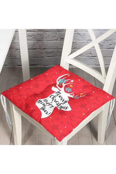 Realhomes Merry Christmas Deer Patterned Fluffy Square Chair Cushion