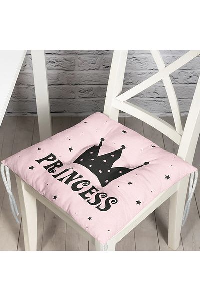 Realhomes Pink Floor Princess Written Digital Printed Pouf Chair Cushion