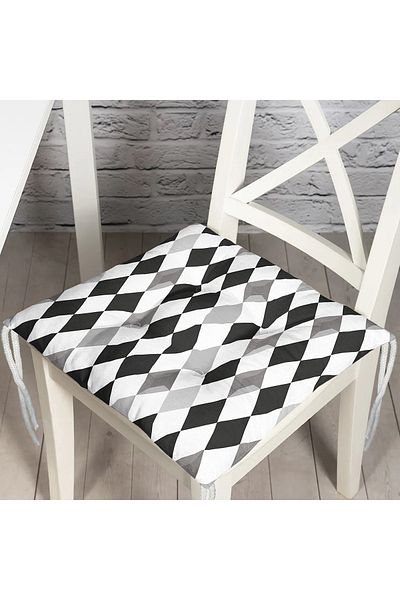 Realhomes Black White Gray Diamond Shaped Fluffy Chair Cushion