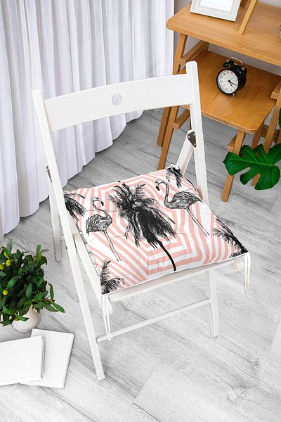 Realhomes Flamingo Patterned Digital Printed Fluffy Chair Cushion