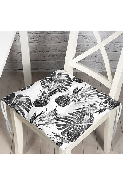 Realhomes Pineapple And Palm Leaves Puffy Square Chair Cushion