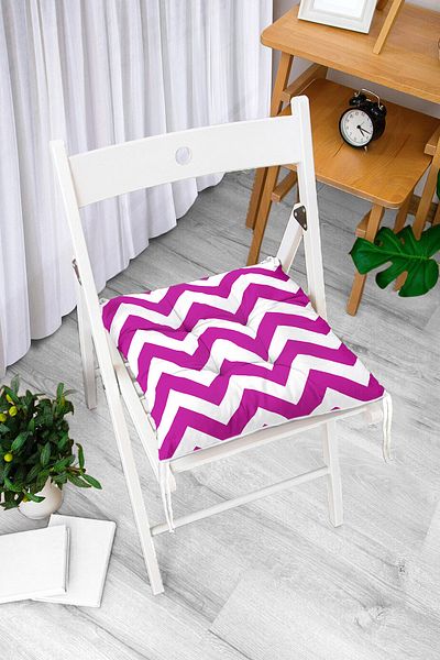Realhomes Modern Zigzag Patterned Digital Printed Fluffy Chair Cushion