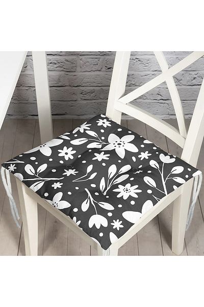 Realhomes Smoked Floor Floral Patterned Digital Printed Pouf Chair Cushion