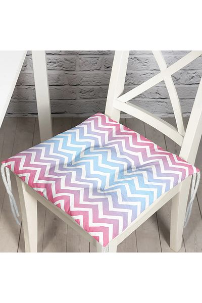 Realhomes Colorful Zigzag Design 3D Digital Printed Pouf Chair Cushion