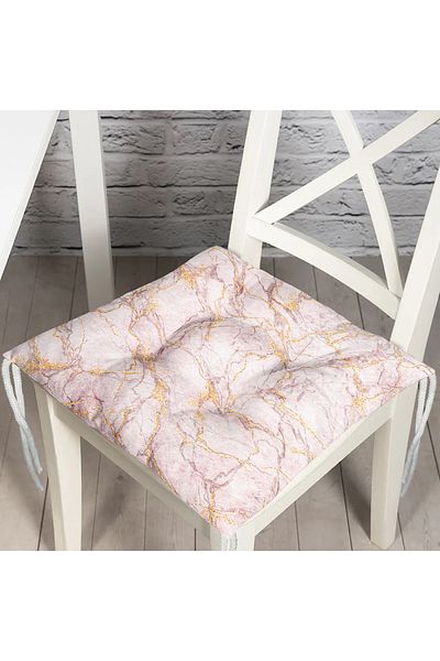 Realhomes Gold Gilded Light Color Marble Patterned Fluffy Chair Cushion