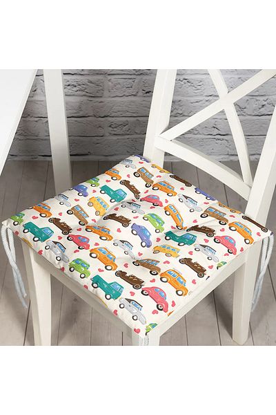 Realhomes Modern Car Patterned Digital Printed Fluffy Chair Cushion