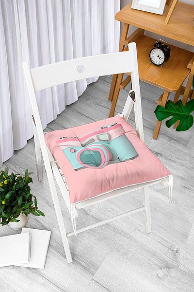 Realhomes Nostalgic Camera 3D Digital Printed Pouf Chair Cushion