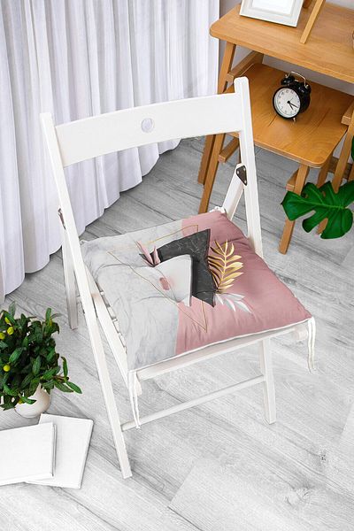 Realhomes Modern Triangle Marble Patterned 3D Digital Printed Pouf Chair Cushion