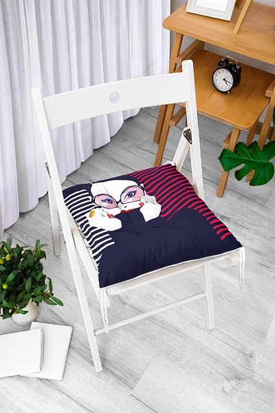 Realhomes Icon Women Special Designed Digital Printed Pouf Chair Cushion