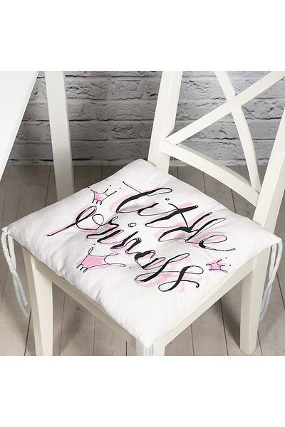 Realhomes Little Princess Text Patterned Digital Printed Pofidik Square Chair Cushion