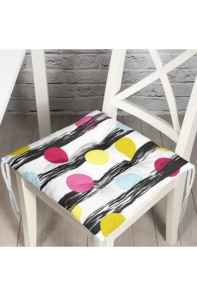 Realhomes Vertical Themed Rainbow Polka Dot Patterned Digital Printed Pouf Chair Cushion