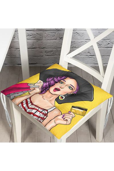 Realhomes Digital Printed Fluffy Square Chair Cushion with Pop Art Picture