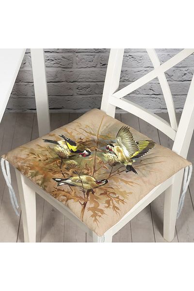 Realhomes Digital Printed Fluffy Square Chair Cushion with Saka Bird