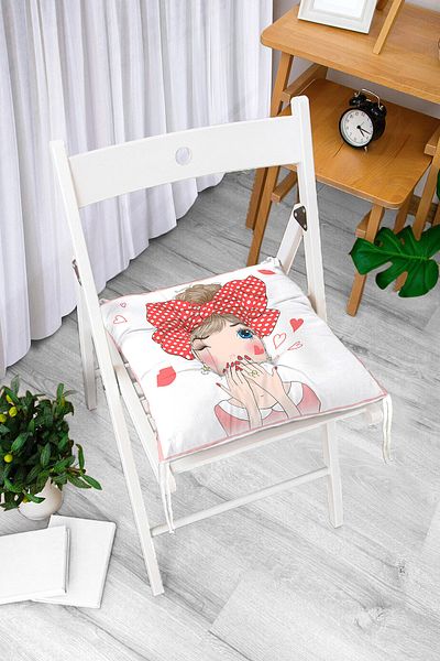 Realhomes Fashion Girl Digital Printed Modern Fluffy Chair Cushion