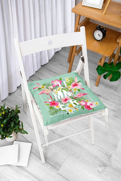 Realhomes Flamingo Pattern Digital Printed Modern Fluffy Chair Cushion