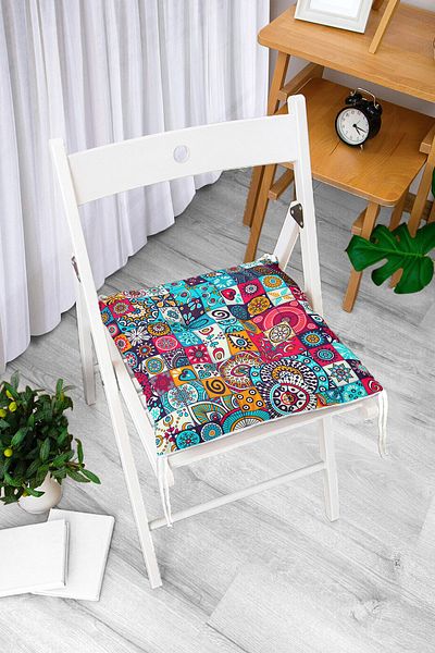 Realhomes Mosaic Patterned Special Design Fluffy Chair Cushion