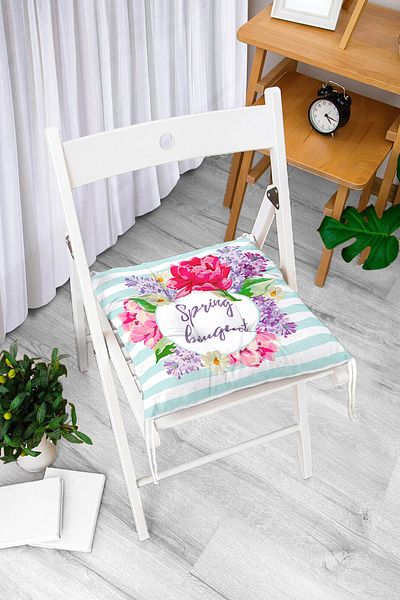 Realhomes Spring Bouquet Themed Modern Digital Printed Pouf Chair Cushion