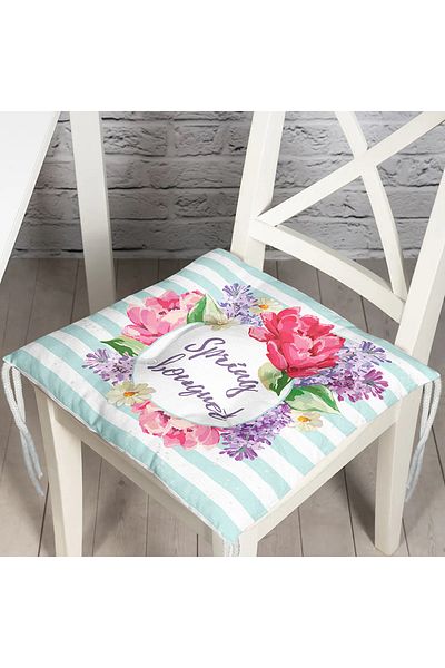 Realhomes Spring Bouquet Themed Modern Digital Printed Pouf Chair Cushion