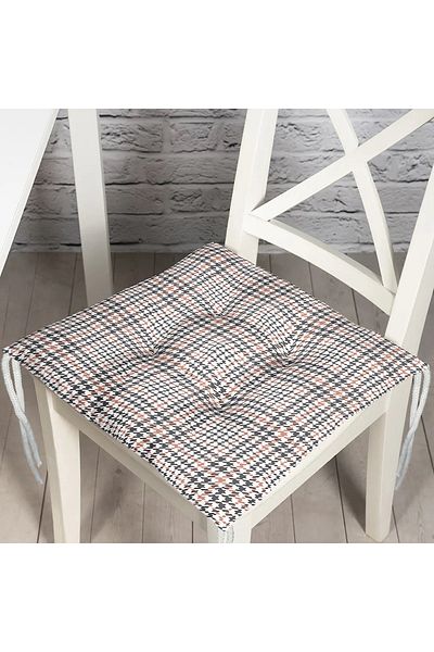 Realhomes Plaid Special Design Digital Printed Modern Fluffy Chair Cushion