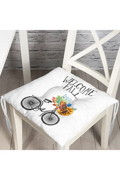 Realhomes Welcome Fall Printed Digital Printed Pofidik Square Chair Cushion