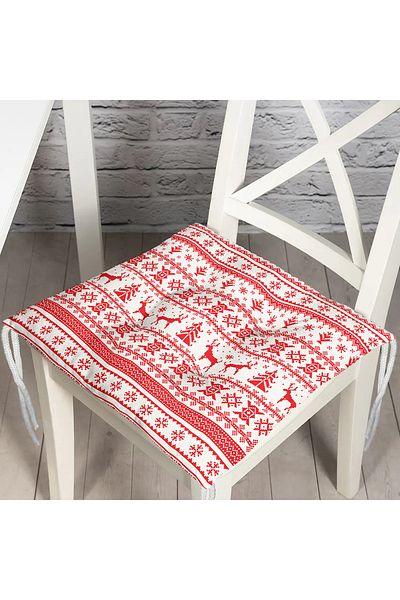 Realhomes Plaid Woven Patterned Christmas Themed Fluffy Chair Cushion