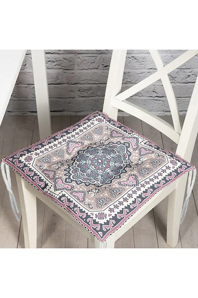 Realhomes Digital Printed Fluffy Chair Cushion with Indian Carpet Drawing
