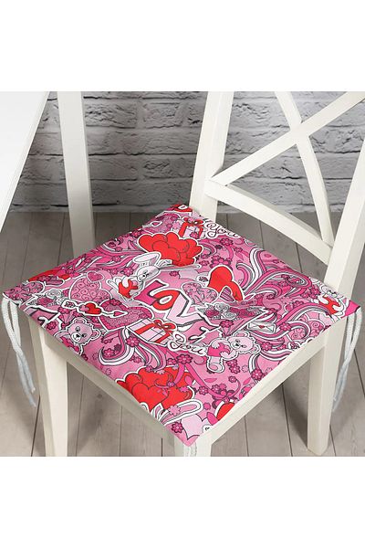Realhomes Love You Themed Modern Fluffy Chair Cushion with Pink Background