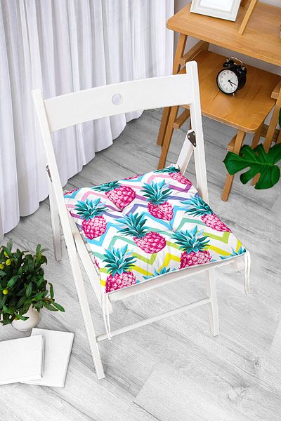 Realhomes Colorful Zigzag Patterned Pineapples Modern Designed Fluffy Chair Cushion