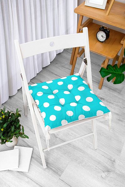 Realhomes Polka Dot Digital Printed Fluffy Square Chair Cushion