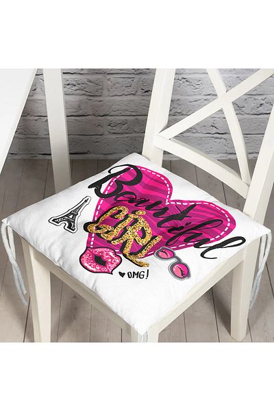 Realhomes Beautiful Girl Designed Popart Puffy Square Chair Cushion