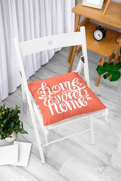 Realhomes Home Sweet Home Digital Printed Fluffy Square Chair Cushion