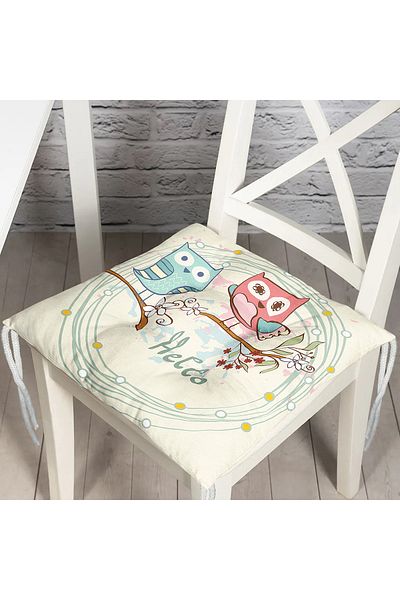 Realhomes Owl Patterned Digital Printed Fluffy Square Chair Cushion