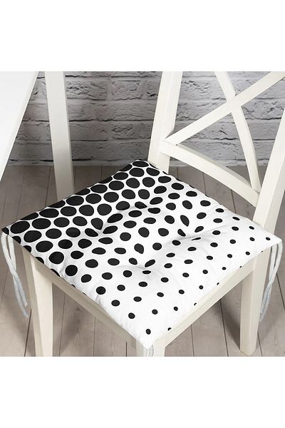 Realhomes Black and White Large Polka Dot Fluffy Chair Cushion