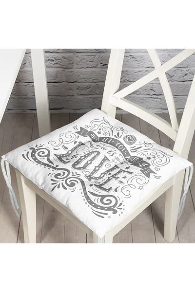Realhomes Love Written Digital Printing Fluffy Square Chair Cushion