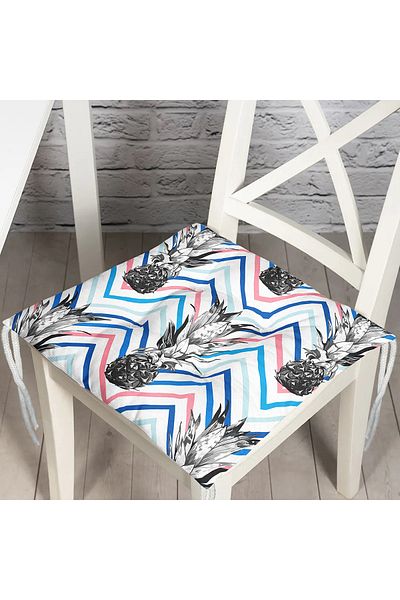 Realhomes Pineapples on Zigzag Floor Puffy Square Chair Cushion