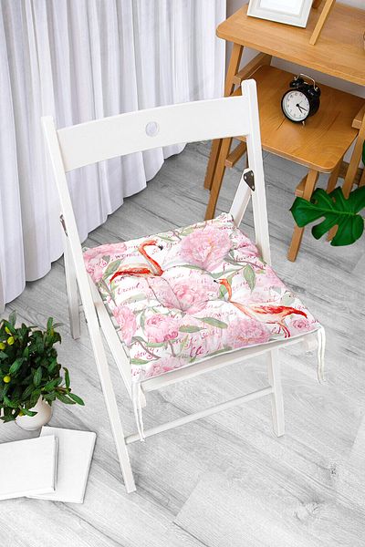 Realhomes Flamingo Patterned Digital Printed Fluffy Chair Cushion