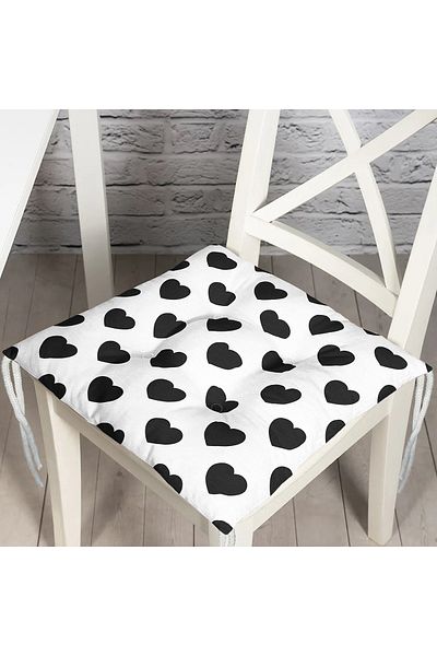 Realhomes Modern Heart Patterned Digital Printed Fluffy Chair Cushion