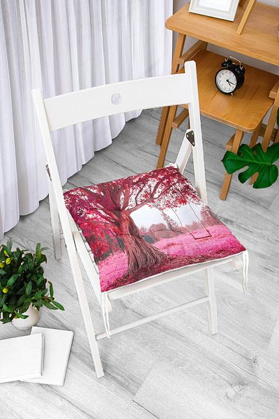Realhomes Tree Themed Digital Printed Pouf Chair Cushion
