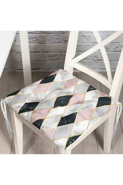 Realhomes Diamond Patterned Special Design Fluffy Chair Cushion with Marble Floor