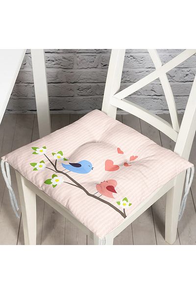 Realhomes Digital Printed Fluffy Chair Cushion with Birds on a Branch Theme