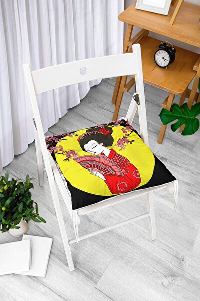 Realhomes Moderni pufasti jastuk za stolicu sa cvetnim uzorkom i motivom japa...
