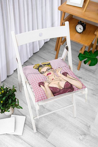 Realhomes Fashion Girl Digital Printed Modern Fluffy Chair Cushion