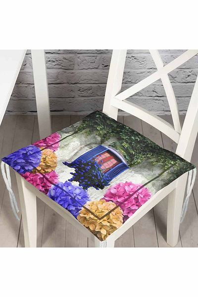 Realhomes Flower Window Digital Printed Modern Fluffy Chair Cushion
