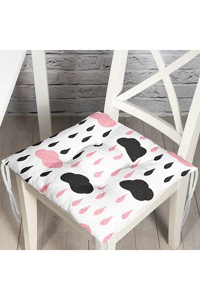 Realhomes Colorful Cloud Patterned Digital Printed Fluffy Square Chair Cushion 40x40 cm