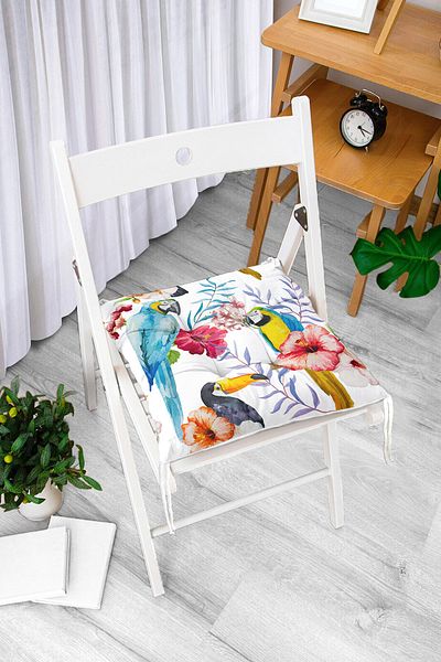 Realhomes Parrot Patterned Digital Printed Fluffy Chair Cushion