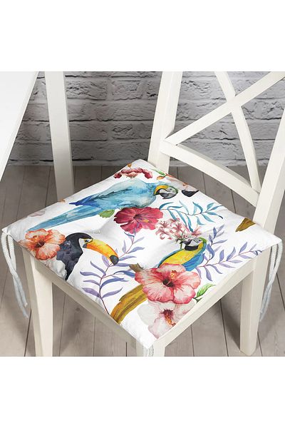 Realhomes Parrot Patterned Digital Printed Fluffy Chair Cushion
